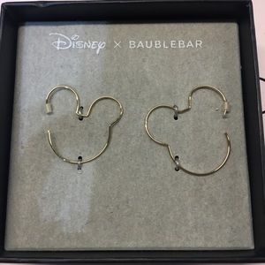 NIB! Disney X Baublebar Mickey Mouse Silhouette Gold Tone Earrings